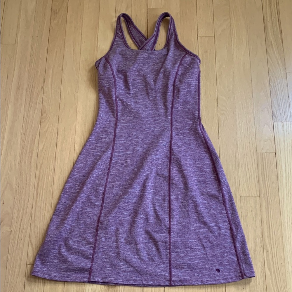 Mountain Hardwear Sporty Criss-Cross Tank Dress Shelf Bra Purple Small Tennis